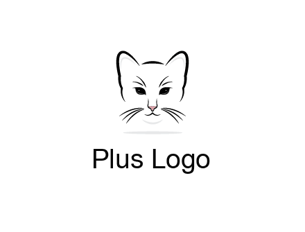 negative spacing line art cat face