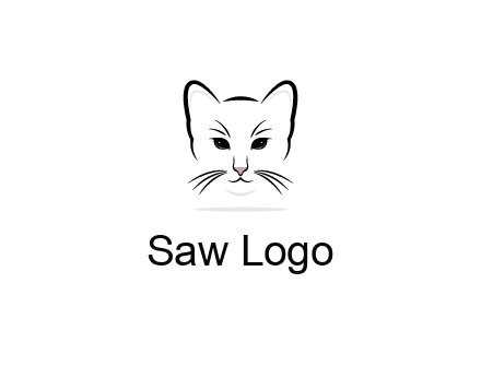negative spacing line art cat face
