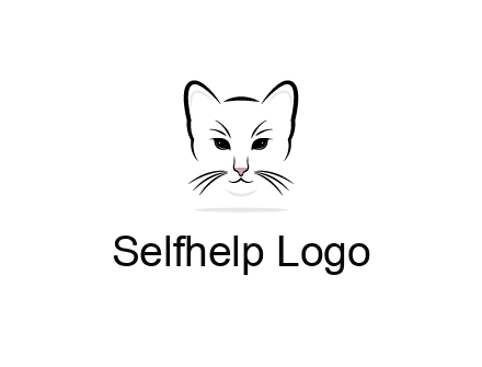 negative spacing line art cat face