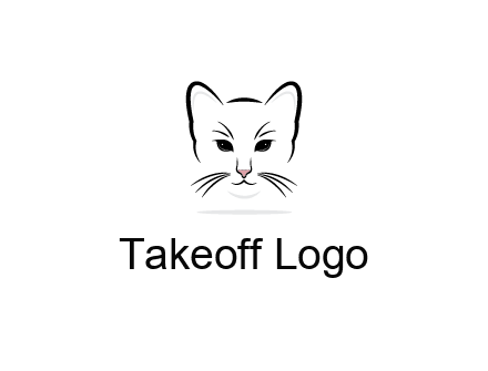 negative spacing line art cat face