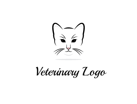 negative spacing line art cat face