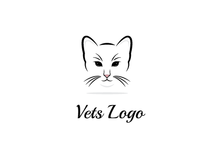 negative spacing line art cat face