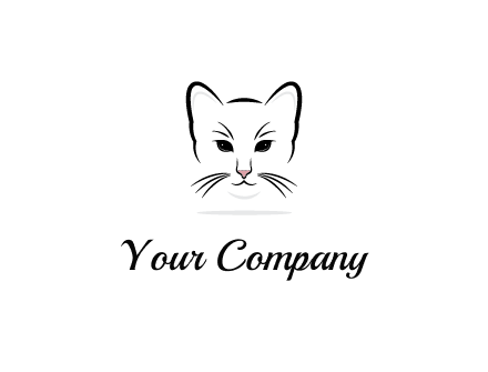 negative spacing line art cat face