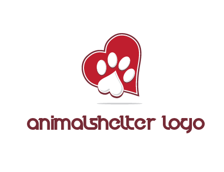 heart shape behind heart shaped paw