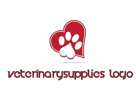 heart shape behind heart shaped paw
