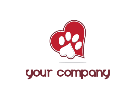 heart shape behind heart shaped paw