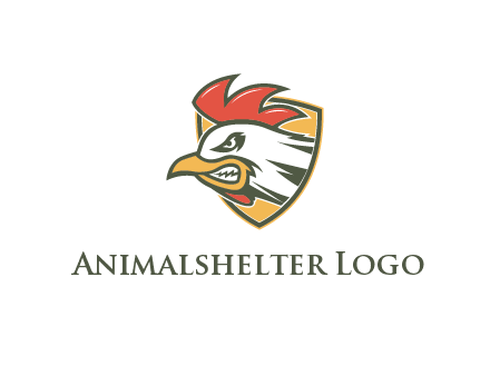 rooster face in shield