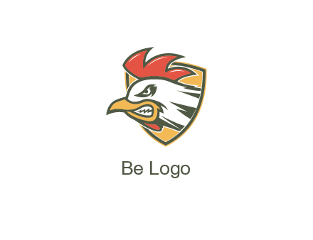 rooster face in shield