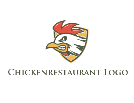 rooster face in shield
