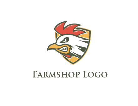 rooster face in shield