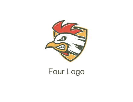 rooster face in shield