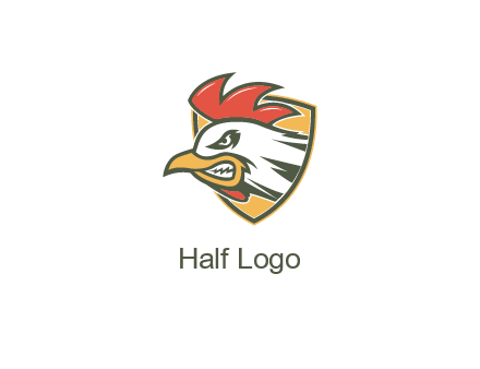 rooster face in shield