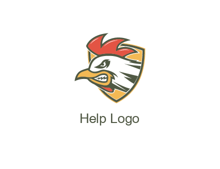 rooster face in shield