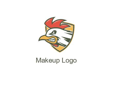 rooster face in shield