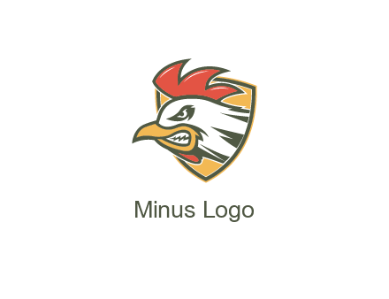 rooster face in shield