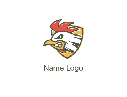 rooster face in shield