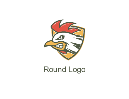 rooster face in shield