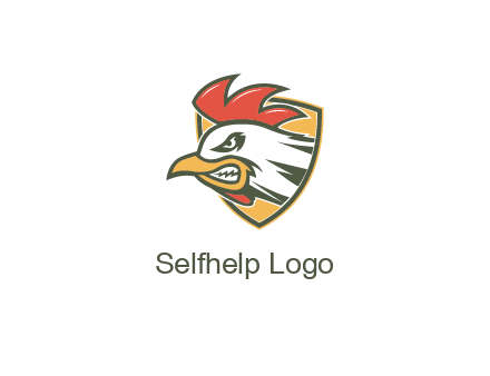 rooster face in shield
