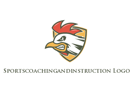 rooster face in shield
