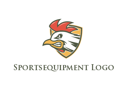 rooster face in shield