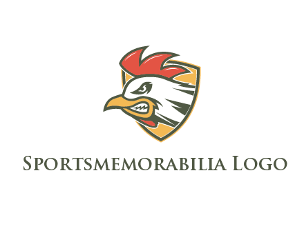 rooster face in shield