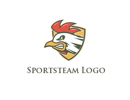 rooster face in shield