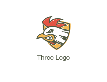 rooster face in shield