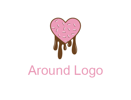 sprinkles on heart shaped cupcake with melting chocolate