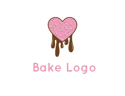 sprinkles on heart shaped cupcake with melting chocolate