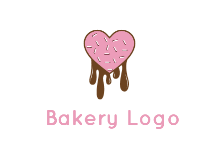 sprinkles on heart shaped cupcake with melting chocolate