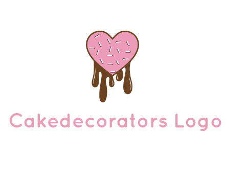 sprinkles on heart shaped cupcake with melting chocolate