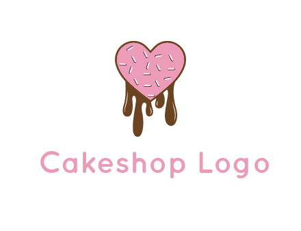 sprinkles on heart shaped cupcake with melting chocolate
