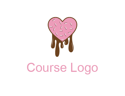 sprinkles on heart shaped cupcake with melting chocolate