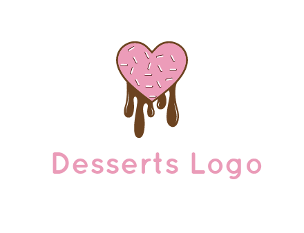 sprinkles on heart shaped cupcake with melting chocolate
