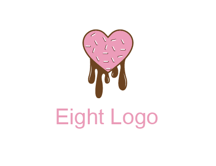 sprinkles on heart shaped cupcake with melting chocolate