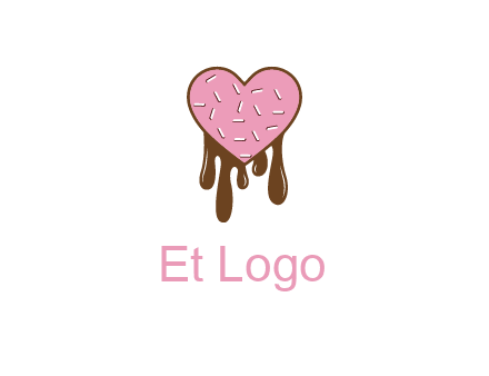 sprinkles on heart shaped cupcake with melting chocolate