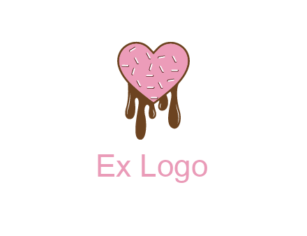 sprinkles on heart shaped cupcake with melting chocolate