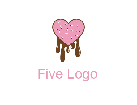 sprinkles on heart shaped cupcake with melting chocolate