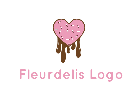 sprinkles on heart shaped cupcake with melting chocolate