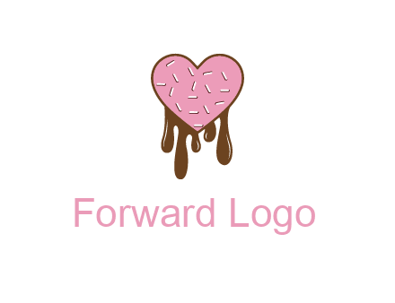 sprinkles on heart shaped cupcake with melting chocolate