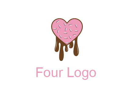 sprinkles on heart shaped cupcake with melting chocolate