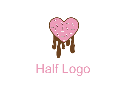 sprinkles on heart shaped cupcake with melting chocolate
