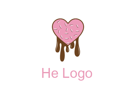 sprinkles on heart shaped cupcake with melting chocolate