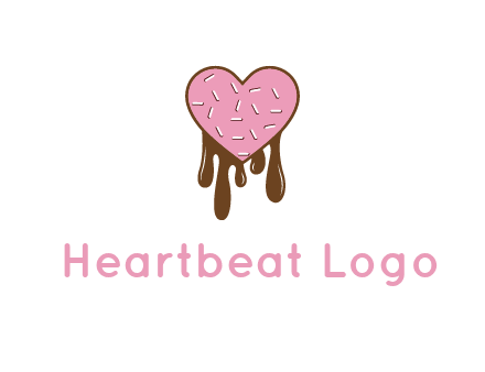 sprinkles on heart shaped cupcake with melting chocolate