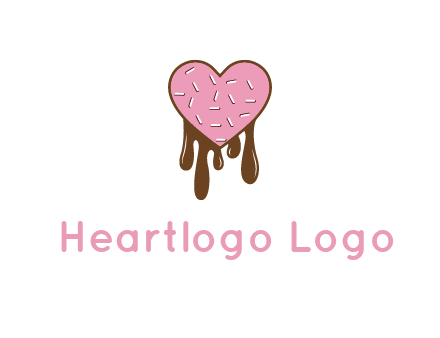 sprinkles on heart shaped cupcake with melting chocolate