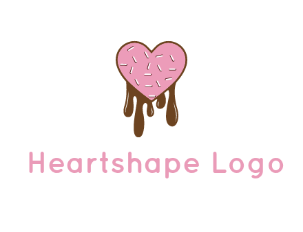 sprinkles on heart shaped cupcake with melting chocolate