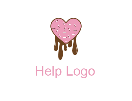 sprinkles on heart shaped cupcake with melting chocolate