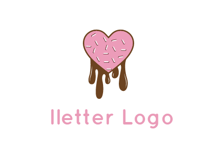 sprinkles on heart shaped cupcake with melting chocolate