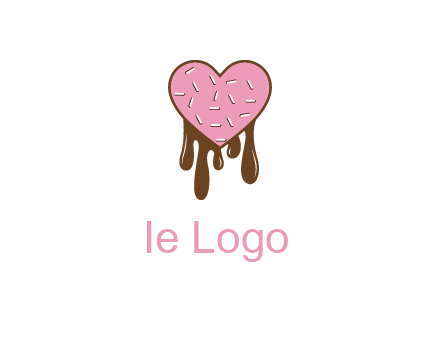 sprinkles on heart shaped cupcake with melting chocolate