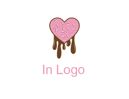sprinkles on heart shaped cupcake with melting chocolate